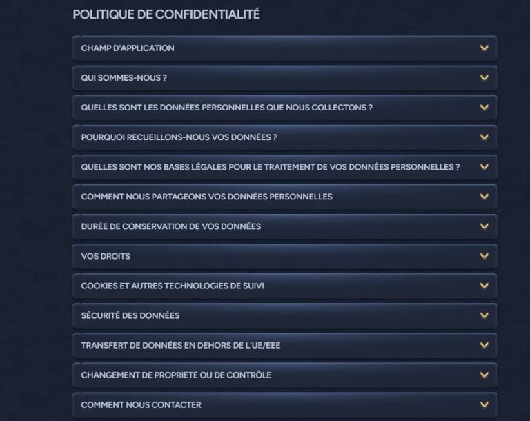 Betwarts Casino politique confidentialité